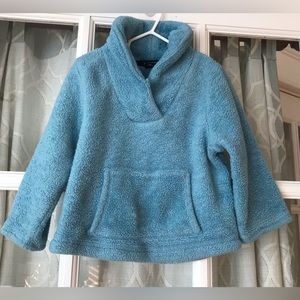 Lands End size 4T blue fuzzy faux furry sweater / jacket GUC